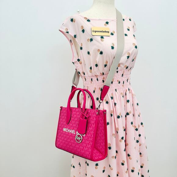 Michael Kors Purse Mirella Small Shopper Crossbody Bag Dragon Fruit - Picture 12 of 12